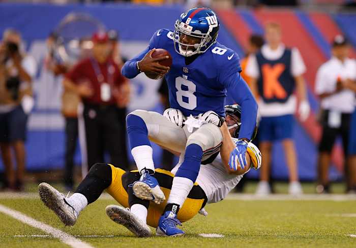 Pittsburgh’s T.J. Watt sacked Giants quarterback Josh Johnson twice during their Week 1 preseason game.